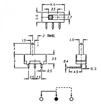 1p1t撥動開關(guān)圖紙 1p1t撥動開關(guān)圖紙
