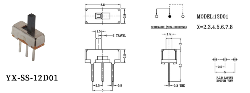 SS-12D01撥動(dòng)開關(guān)原理圖