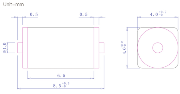 貼片式SMT微型振動傳感器尺寸圖 貼片式SMT微型振動傳感器尺寸圖